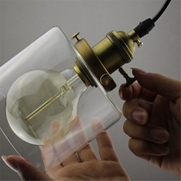 Glass Messing Retro Vintage Industriell Art Kafé Garasje Pendellampe