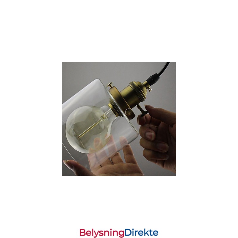 Glass Messing Retro Vintage Industriell Art Kafé Garasje Pendellampe