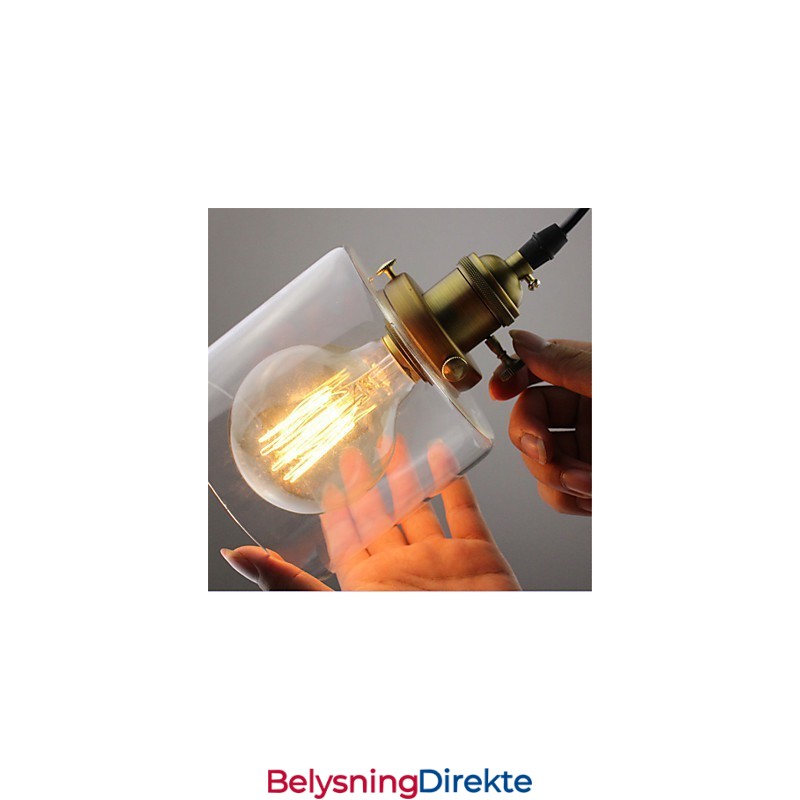 Glass Messing Retro Vintage Industriell Art Kafé Garasje Pendellampe