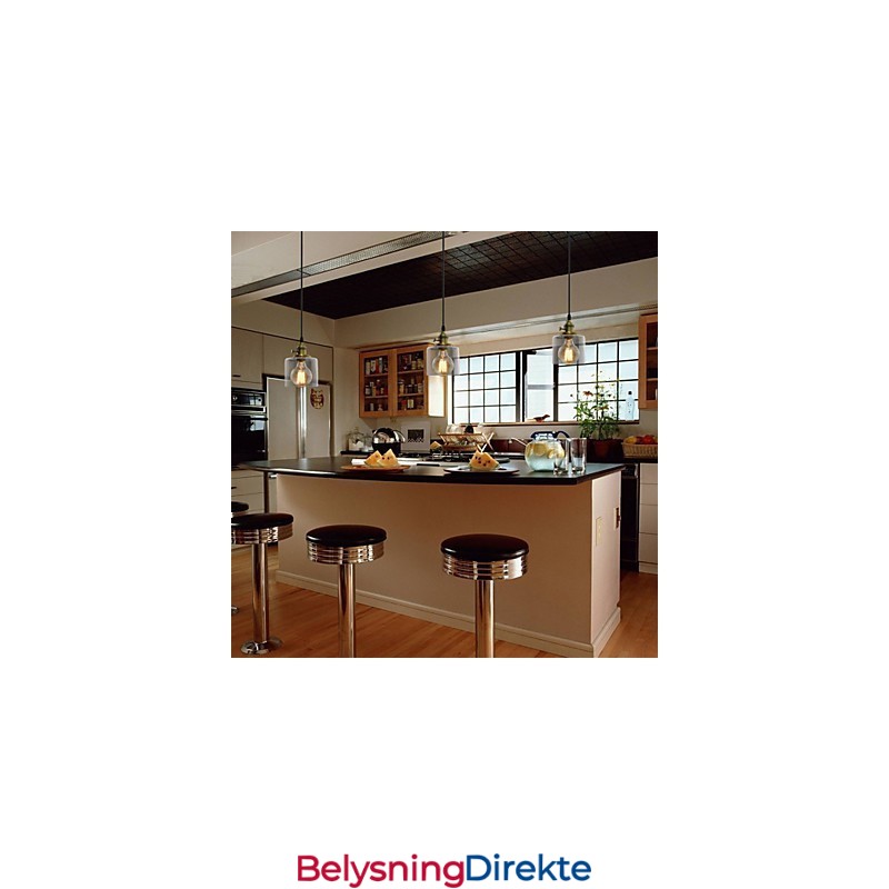 Glass Messing Retro Vintage Industriell Art Kafé Garasje Pendellampe