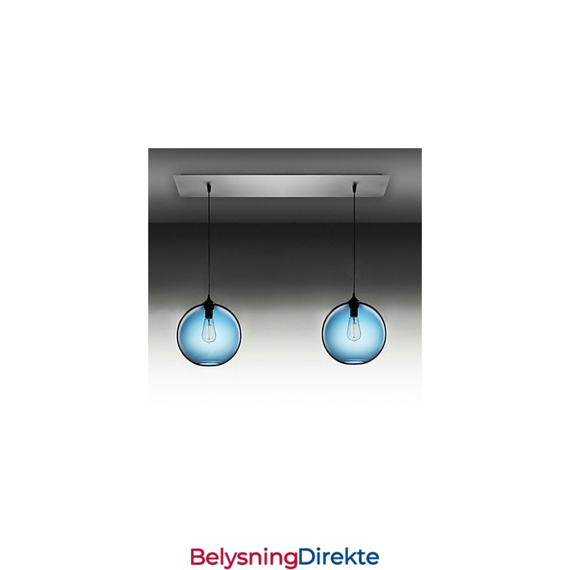 Moderne Glassanhengslampe Med 2 Lys I Rundt, Blått Bobledesign