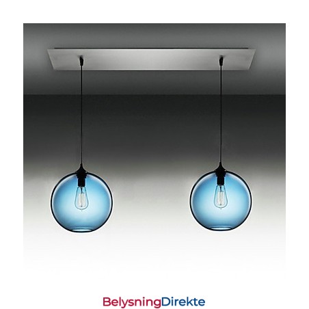 Moderne Glassanhengslampe Med 2 Lys I Rundt, Blått Bobledesign