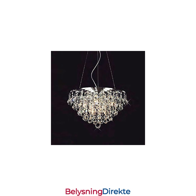 Krystalldråpe-Pendellampe Med 8 Lys I Rund Form