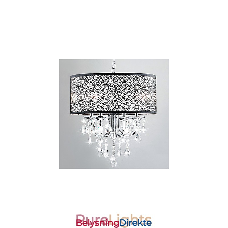 Moderne Pendellampe Med 4 Lys Og Krystalldråper
