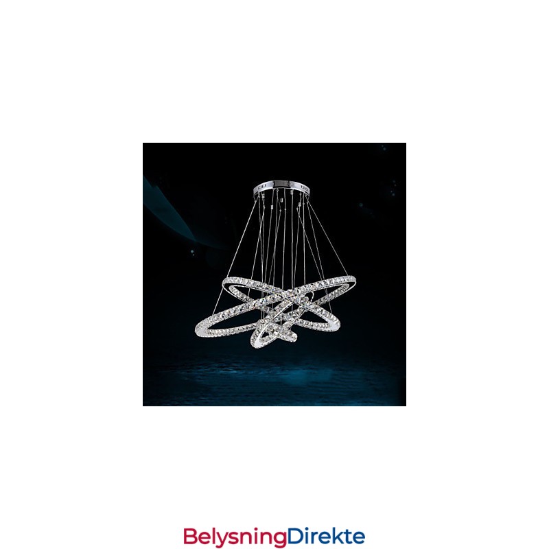 Krystall Pendellampe I Tak, K9, Klar Krystall, Rund, 4 Ringer, Stor Ring (Varmhvit), Annen (Kaldhvit)