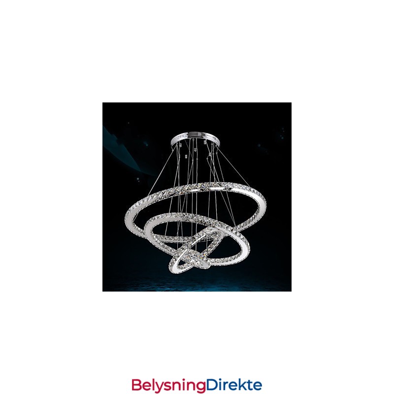 Krystall Pendellampe I Tak, K9, Klar Krystall, Rund, 4 Ringer, Stor Ring (Varmhvit), Annen (Kaldhvit)