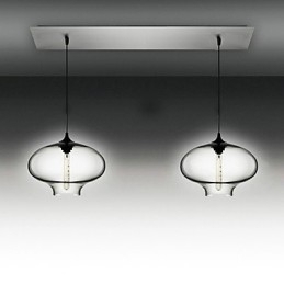 Moderne Glassanhengslampe Med 2 Lys I Svart Bobledesign