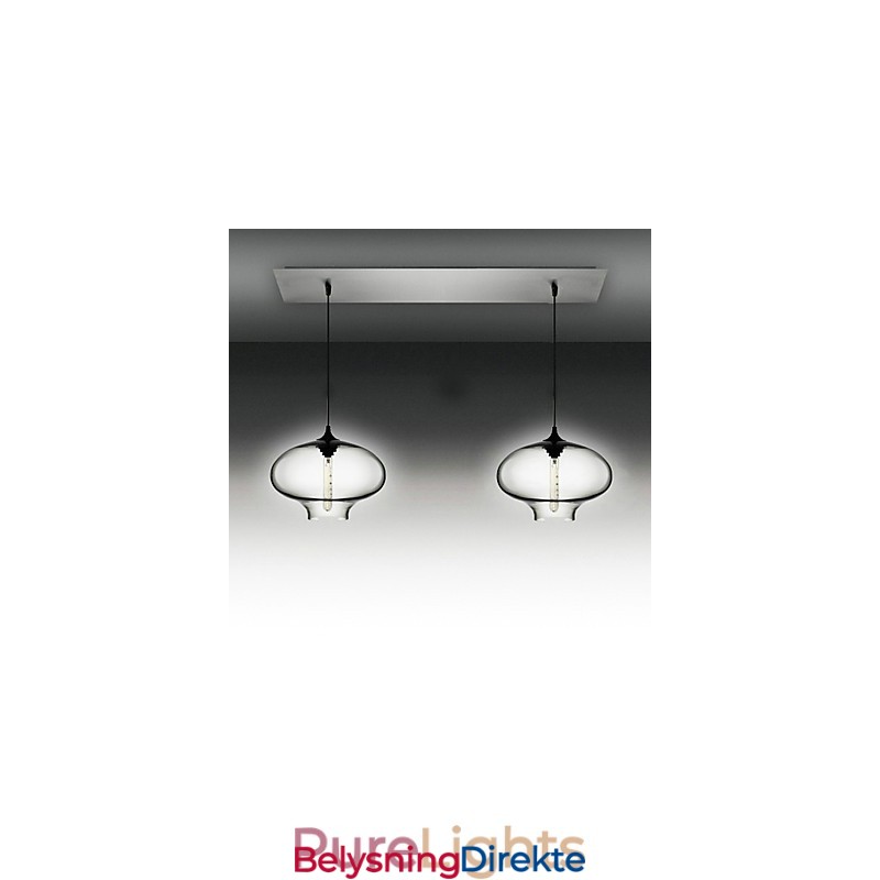 Moderne Glassanhengslampe Med 2 Lys I Svart Bobledesign