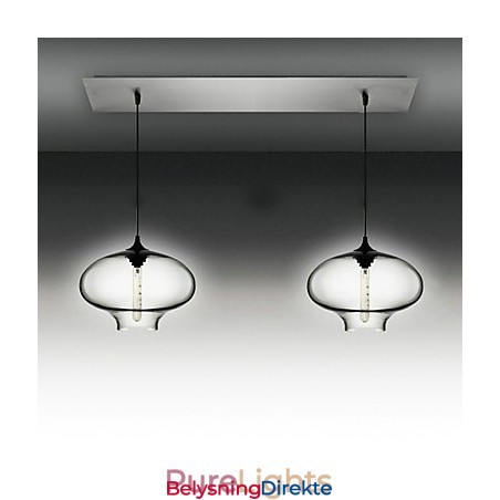 Moderne Glassanhengslampe Med 2 Lys I Svart Bobledesign