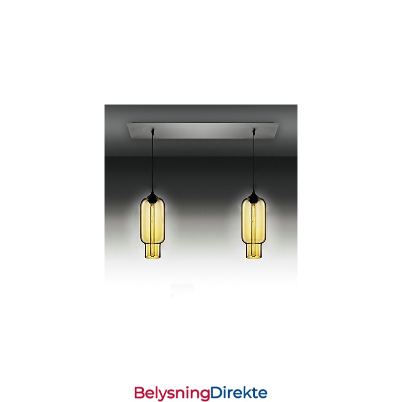 Moderne Gjennomsiktig Glasspendellampe Med 2 Lys I Bobledesign, Galvanisert Finish