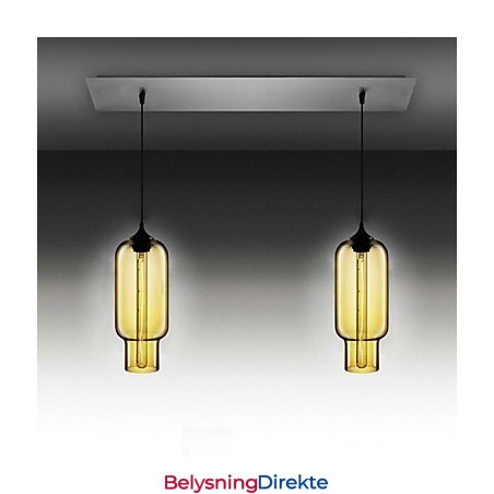 Moderne Gjennomsiktig Glasspendellampe Med 2 Lys I Bobledesign, Galvanisert Finish