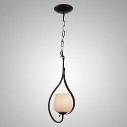 Jernmaleri Pendellampe Med Glassskjerm Klassisk Belysningslampe Med 1 Hode