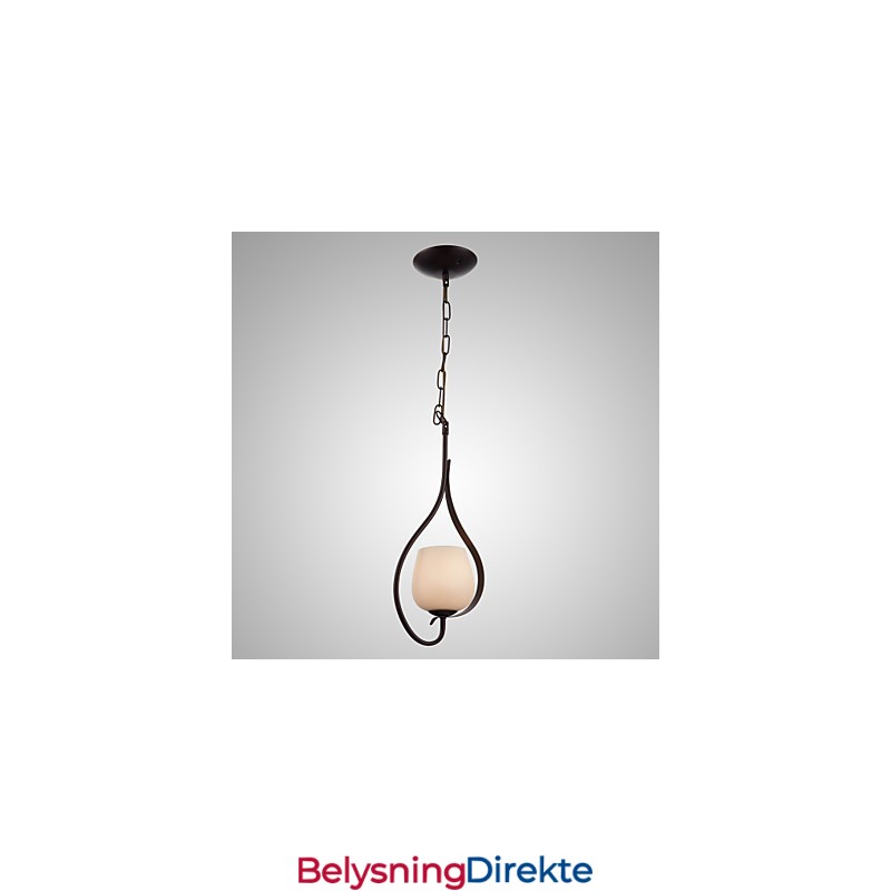 Jernmaleri Pendellampe Med Glassskjerm Klassisk Belysningslampe Med 1 Hode