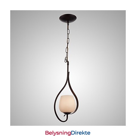 Jernmaleri Pendellampe Med Glassskjerm Klassisk Belysningslampe Med 1 Hode