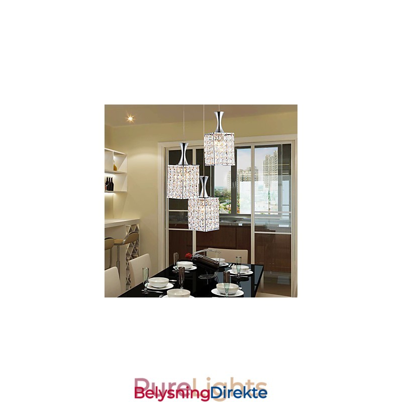 3 Lys Metallramme K9 Krystalllysekrone Droplight Send Pære