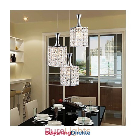 3 Lys Metallramme K9 Krystalllysekrone Droplight Send Pære