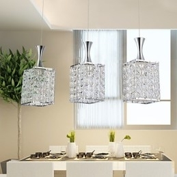 3 Lys Metallramme K9 Krystalllysekrone Droplight Send Pære