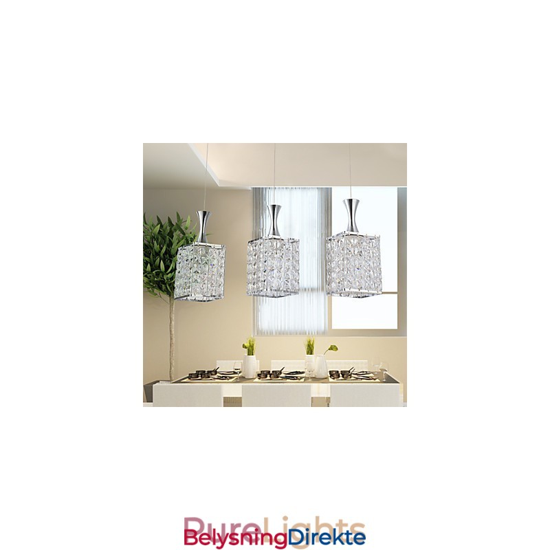 3 Lys Metallramme K9 Krystalllysekrone Droplight Send Pære