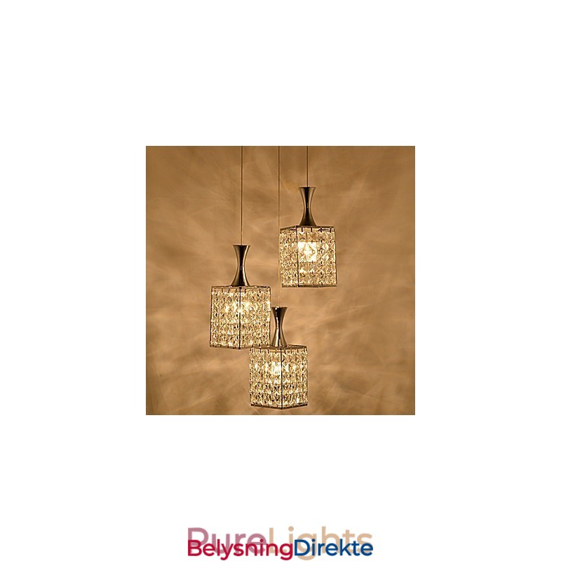 3 Lys Metallramme K9 Krystalllysekrone Droplight Send Pære