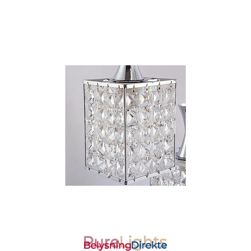 3 Lys Metallramme K9 Krystalllysekrone Droplight Send Pære