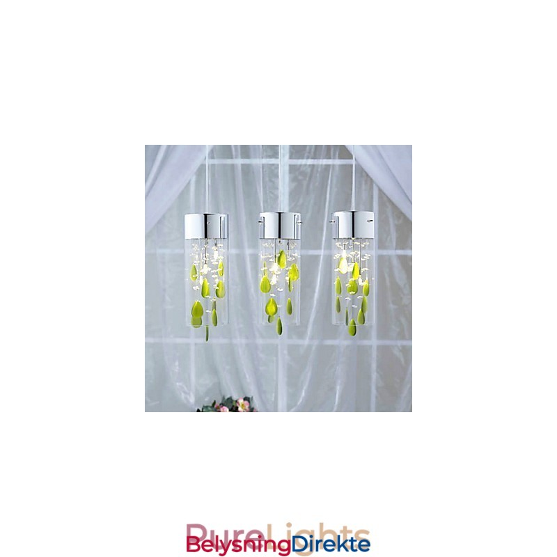 Kunstnerisk Krystall Pendellampe Med Grønne Dekorasjoner G4-Pæresokkel