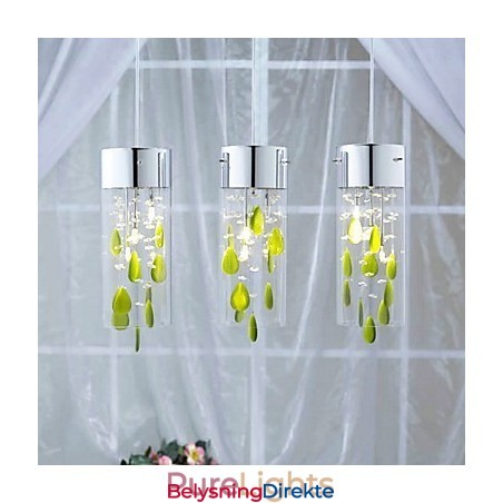 Kunstnerisk Krystall Pendellampe Med Grønne Dekorasjoner G4-Pæresokkel