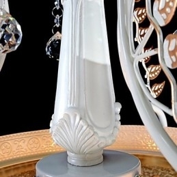 Hvit Anheng Med To Lys, Mønster, Glassskjerm, Håndforgylt, Europeisk Retroklassiker