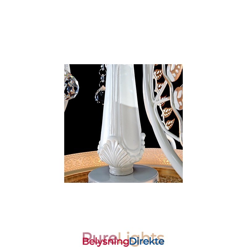 Hvit Anheng Med To Lys, Mønster, Glassskjerm, Håndforgylt, Europeisk Retroklassiker