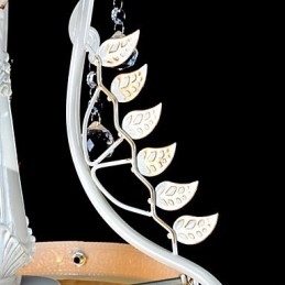 Hvit Anheng Med To Lys, Mønster, Glassskjerm, Håndforgylt, Europeisk Retroklassiker