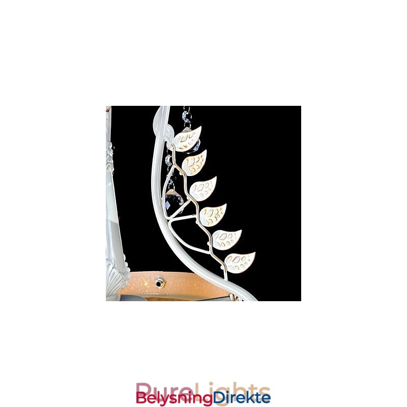 Hvit Anheng Med To Lys, Mønster, Glassskjerm, Håndforgylt, Europeisk Retroklassiker