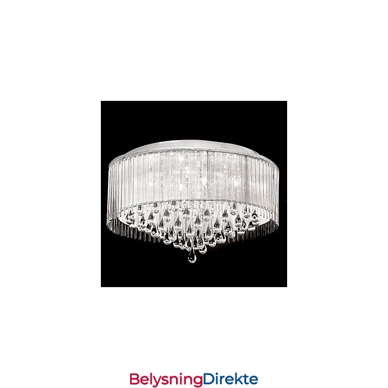 Elegant Krystall Pendellampe Med 8 Lys I Sylinderskjerm