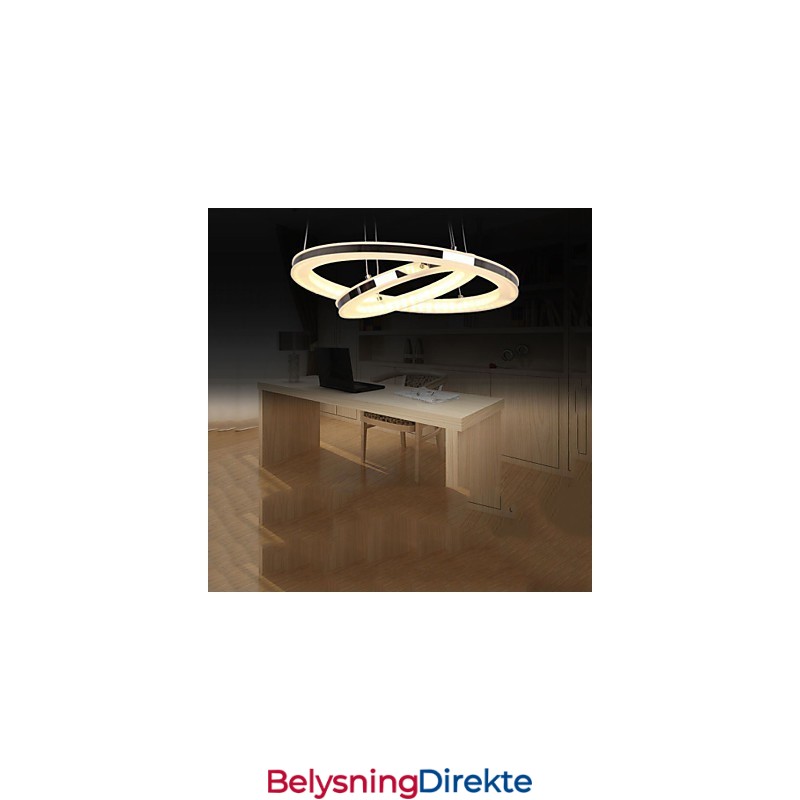 Akryl Pendellampe Rund Lysekronebelysning Med 2 Ringer, Lampearmaturer