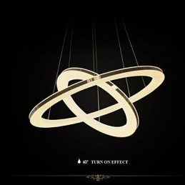 Akryl Pendellampe Rund Lysekronebelysning Med 2 Ringer, Lampearmaturer