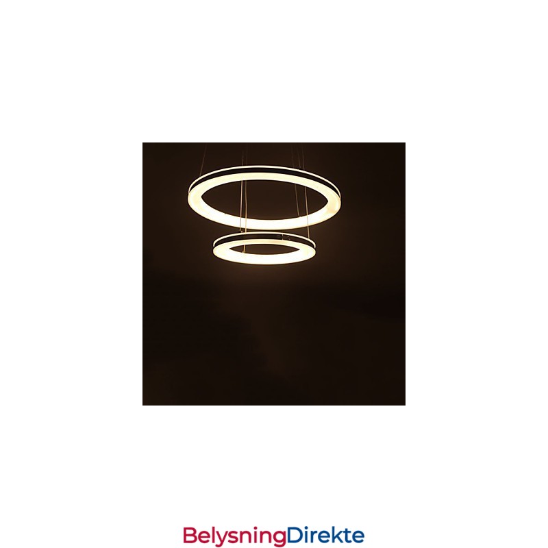 Akryl Pendellampe Rund Lysekronebelysning Med 2 Ringer, Lampearmaturer