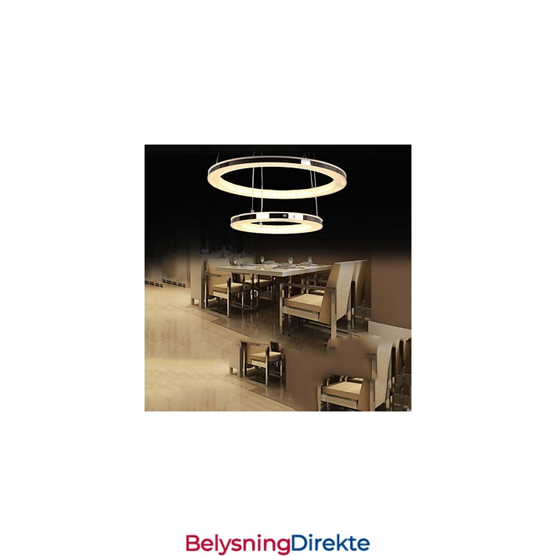 Akryl Pendellampe Rund Lysekronebelysning Med 2 Ringer, Lampearmaturer