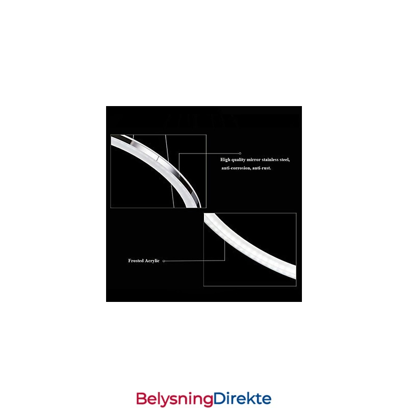 Akryl Pendellampe Rund Lysekronebelysning Med 2 Ringer, Lampearmaturer
