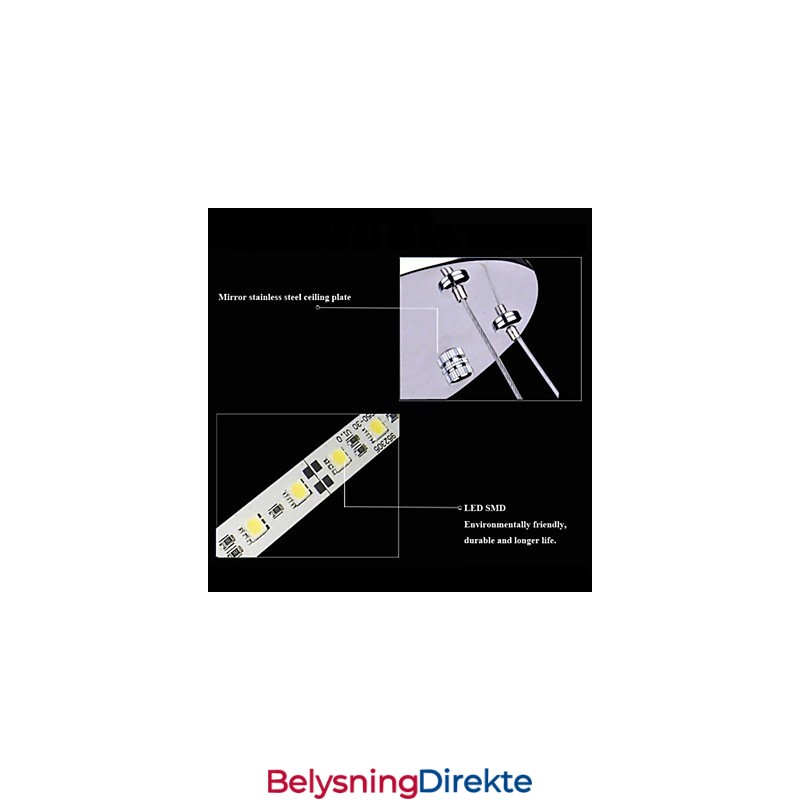 Akryl Pendellampe Rund Lysekronebelysning Med 2 Ringer, Lampearmaturer