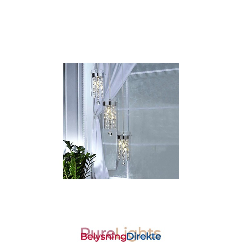 Kunstnerisk Krystall Pendellampe Med Glassskjermer