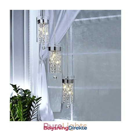 Kunstnerisk Krystall Pendellampe Med Glassskjermer