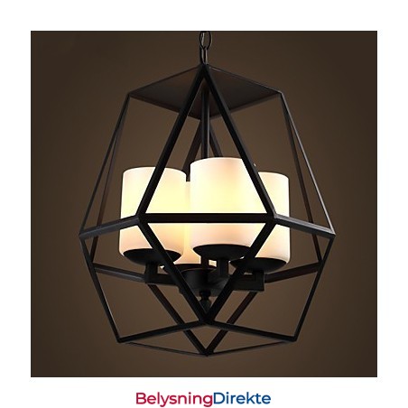 Toppnivå Americange Vintage Svart Jernlampe Moderne Lysekrone Lysekrone 4 Lys