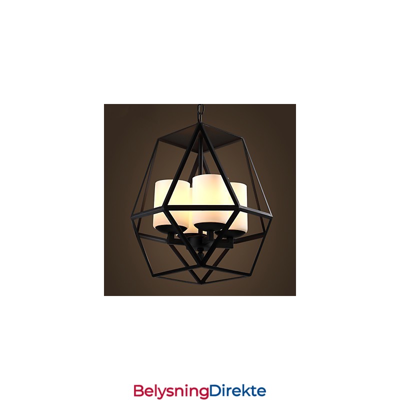 Toppnivå Americange Vintage Svart Jernlampe Moderne Lysekrone Lysekrone 4 Lys