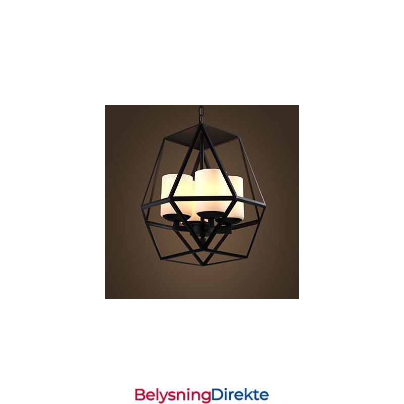 Toppnivå Americange Vintage Svart Jernlampe Moderne Lysekrone Lysekrone 4 Lys