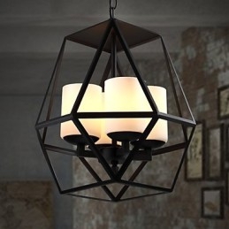 Toppnivå Americange Vintage Svart Jernlampe Moderne Lysekrone Lysekrone 4 Lys
