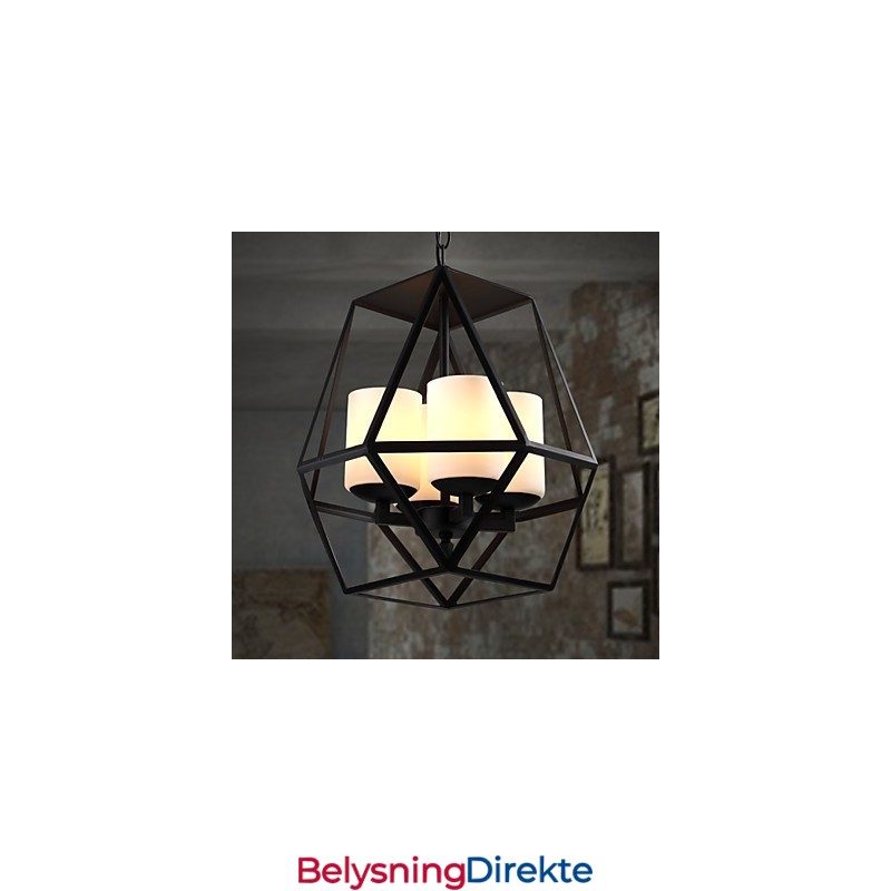 Toppnivå Americange Vintage Svart Jernlampe Moderne Lysekrone Lysekrone 4 Lys