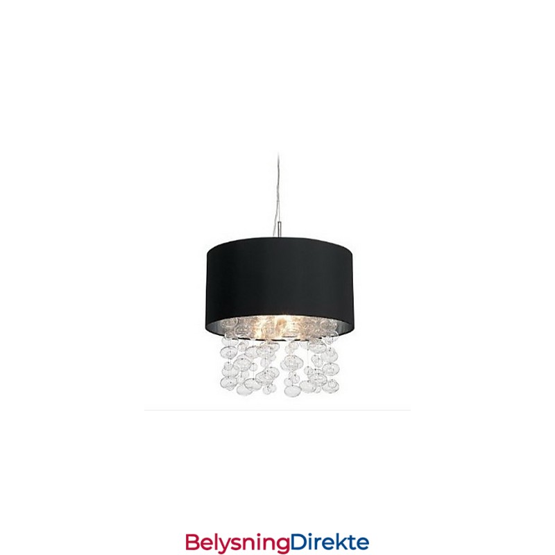 Moderne Pendellampe Med 7 Lys Og Svart Stoffskjerm (Fot)
