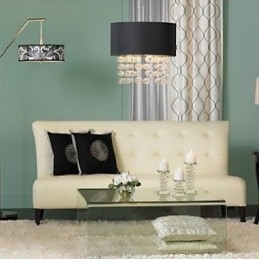 Moderne Pendellampe Med 7 Lys Og Svart Stoffskjerm (Fot)