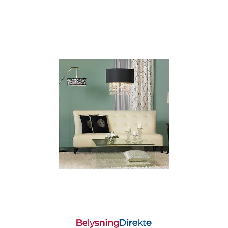 Moderne Pendellampe Med 7 Lys Og Svart Stoffskjerm (Fot)