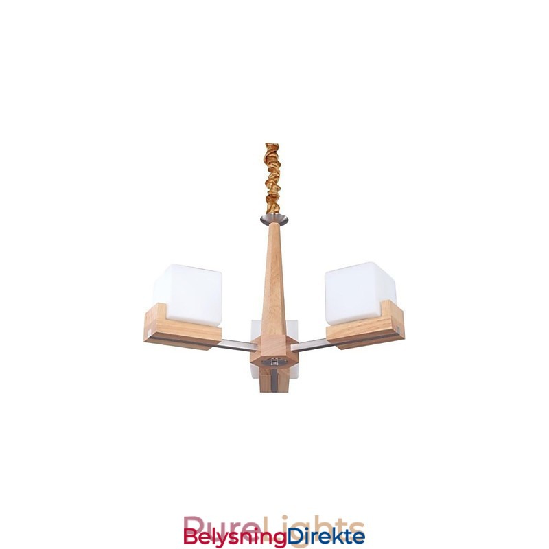Eikependellampe Med Tre Lys I Eik Og Glass