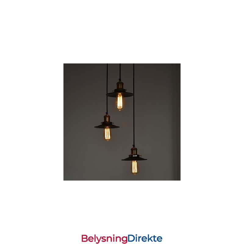 Vintage 3-Lyss Pendel I Jernskjerm
