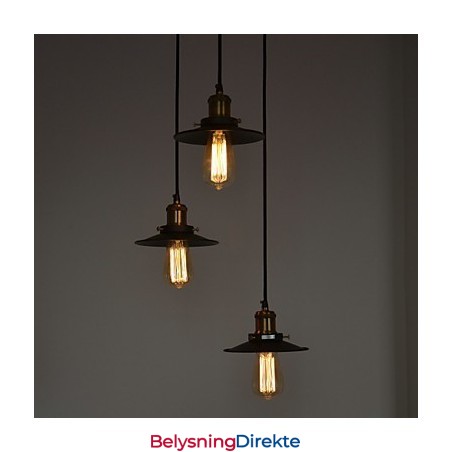Vintage 3-Lyss Pendel I Jernskjerm